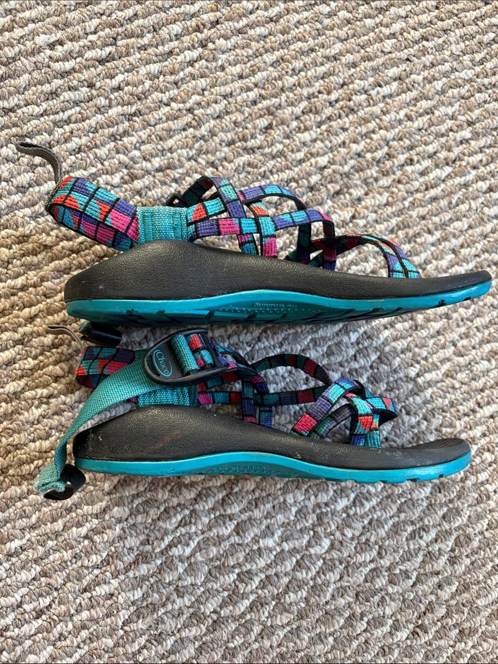 Chaco Kids ZX1 Ecotread Break Teal Multicolor Strappy Sandals Size 2